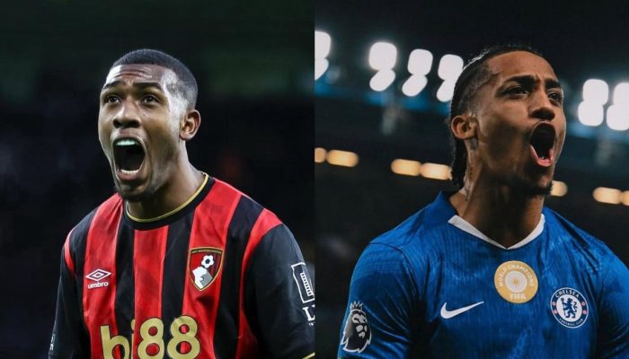 Rayan e João Pedro em momentos decisivos de seus jogos na Premier League — Foto: