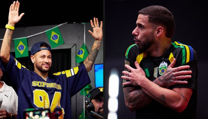 Brasil x Peru — Foto: Reprodução / @kings_leaguebrNeymar esteve presente na aren