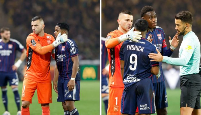 Endrick foi expulso na vitória do Lyon sobre o Nantes — Foto: Reprodução @Ligue1