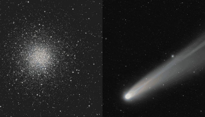 Aglomerado globular Messier 10 e cometa C/2025 A3 (Lemmon) — Foto: [ Créditos: B