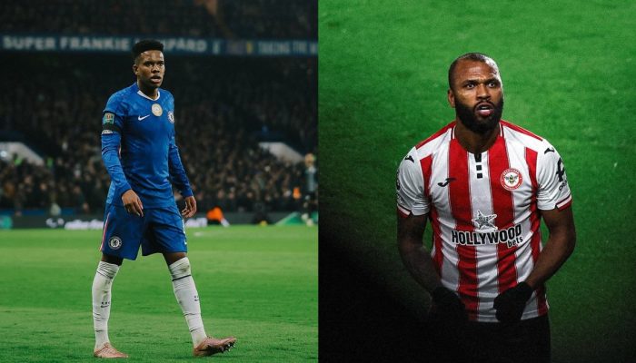 Estevão e Igor Thiago fazem duelo — Foto: Reprodução @ChelseaFC / Reprodução @Br