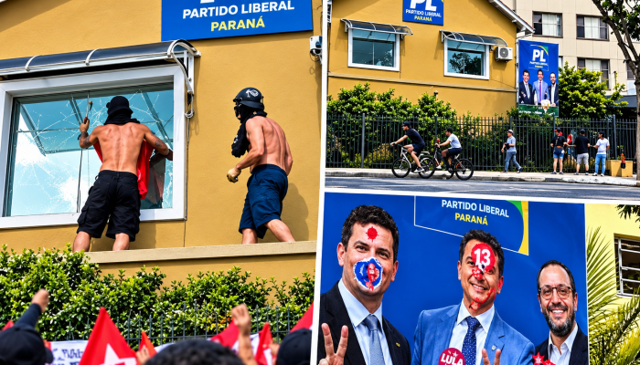 Colagem jornalística de protesto político no Paraná
