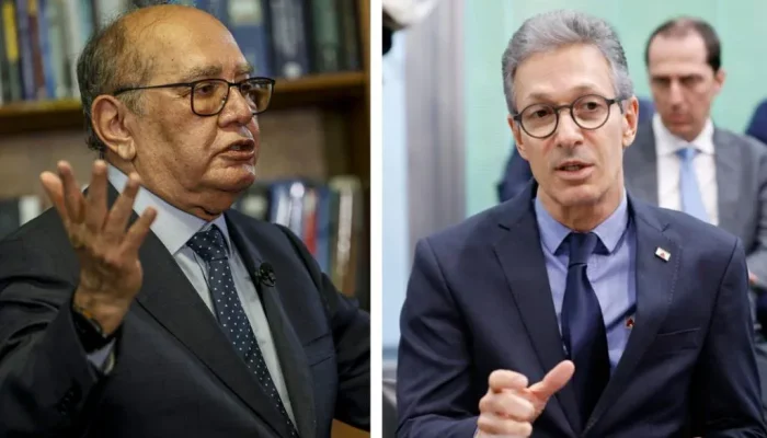 O ministro do STF Gilmar Mendes e o ex-governador de Minas Gerais Romeu Zema. —