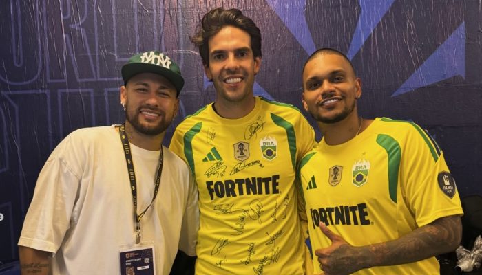 Cris Guedes, Neymar e Kaká durante a Kings World Cup National — Foto: Reprodução