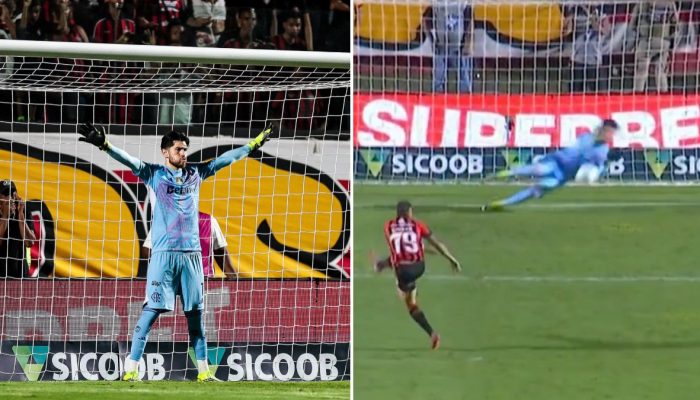 Rossi defendeu pênalti diante do Vitór — Foto: Reprodução @Flamengo / Reprodução