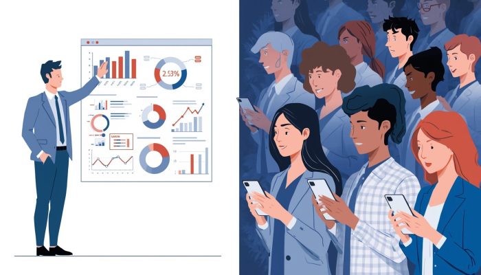 Ilustração gerada com auxílio de IA mostra um analista sozinho de um lado enquan